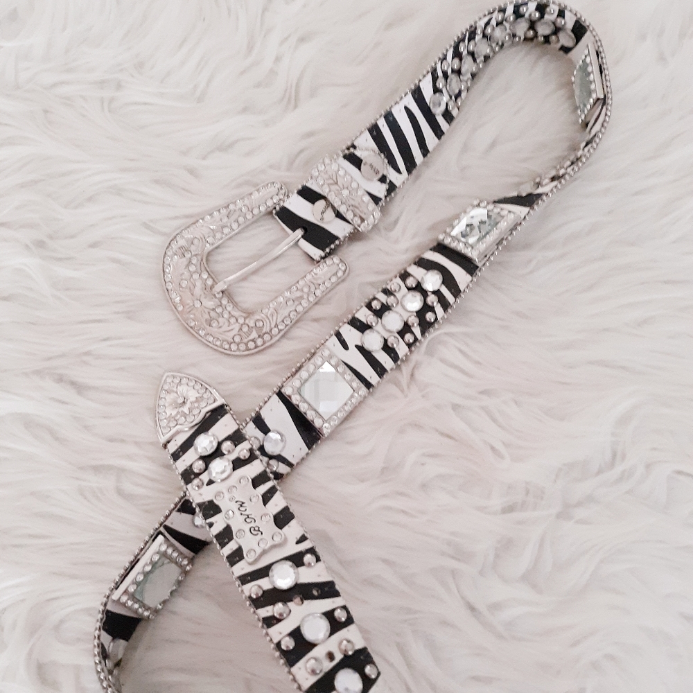 Elegant Zebra Pattern Rhinestone Belt - Picture 2 of 4